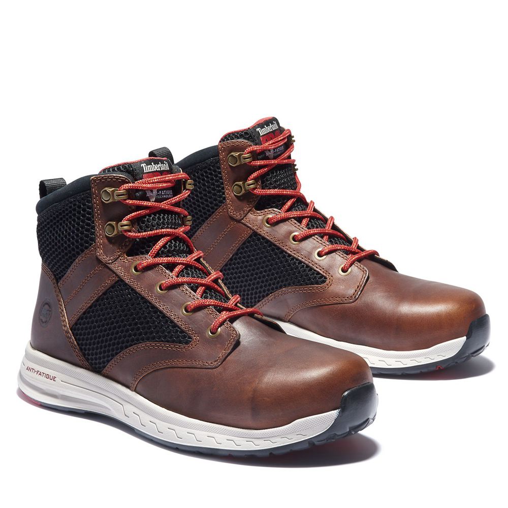 Botas Pro Timberland Hombre Pro Drivetrain Comp Toe Mid Marrones/Negras - Chile JVU-542613